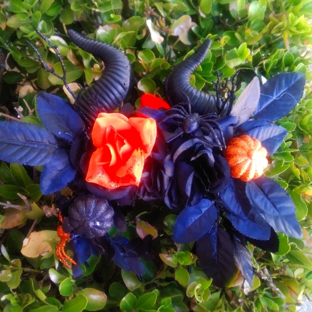 Halloween horned flower crown